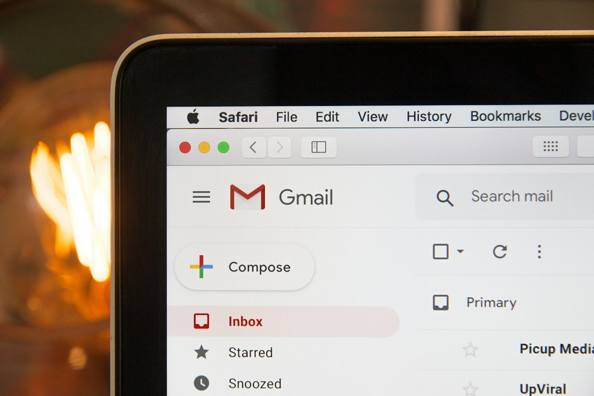 Email inbox on a laptop, showing email marketing as a freelancing skill